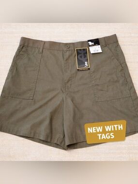 Lee Comfort Waistband Olive Green 6” Shorts Size 18 NWT Stretch
